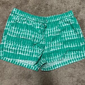 J. Crew Green and White Textured Shorts NWT
